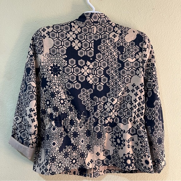 Silk Land Silk Blend Casual Lightweight Button Zip Up Jacket Blazer Pocket XL e2 - Picture 4 of 8